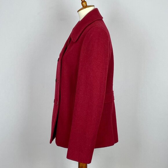 Ann Taylor Loft Wool Blend Double Breasted Short Pea Coat Jacket Sz S Red Preppy - Picture 5 of 7